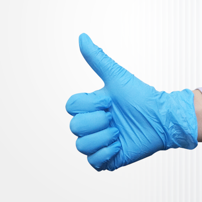 9寸藍(lán)色無(wú)粉丁腈手套