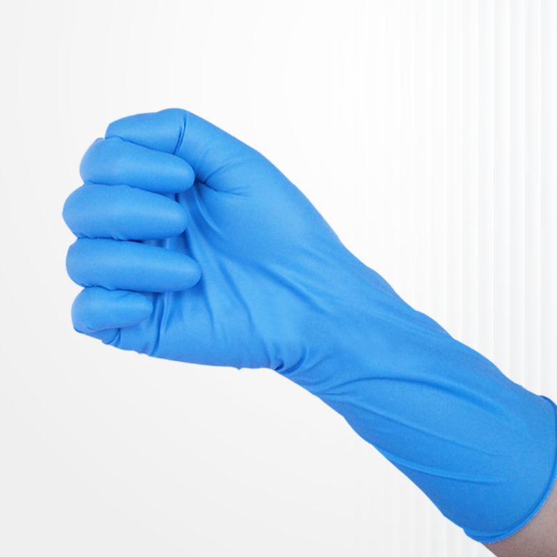 12寸藍(lán)色無(wú)粉丁腈手套